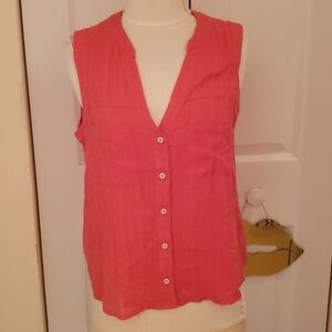 Maeve Anthropologie Red Button Down Tank Top